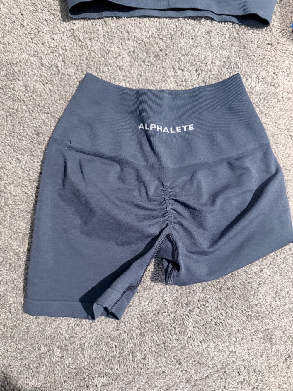 Alphalete High-Waist Scrunch Seam Bike Shorts - Navy Blue
